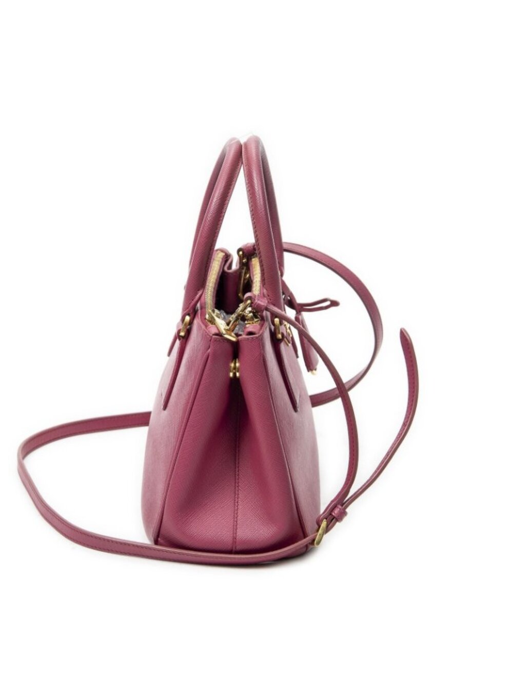 Prada Large Double Zip Galleria Tote Fuchsia Pink Saffiano Leather - Picture 4 of 10